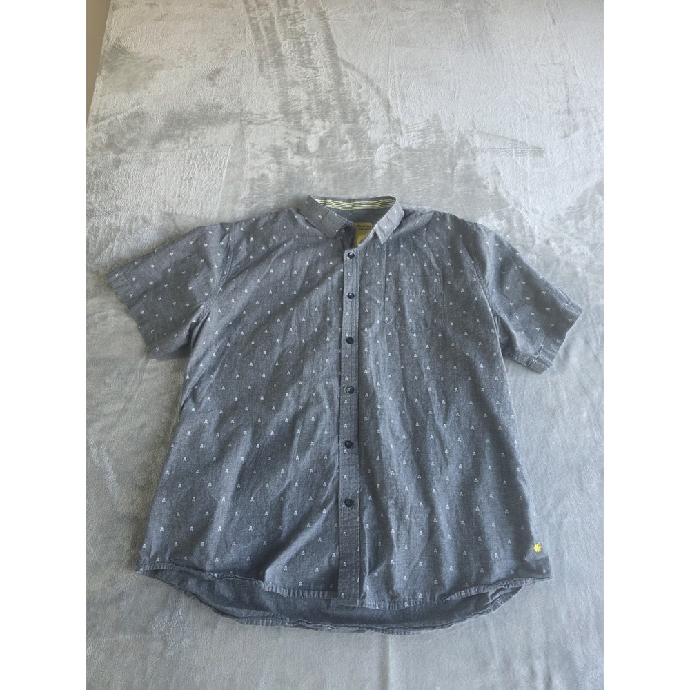 Descendant Of Thieves Mens XL Gray Skull Print Button Front Shirt Streetwear
